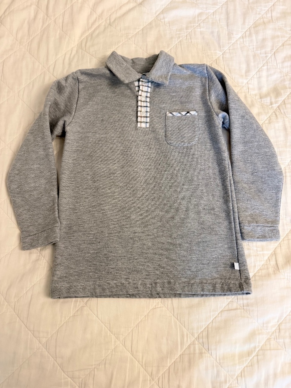 Bella Bliss boys’ long sleeve polo with contrasting trim